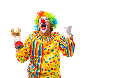Male clown isolated on whiteの写真素材