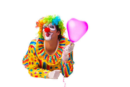 Male clown isolated on whiteの写真素材