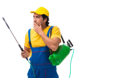 Pest control contractor isolated on white background
