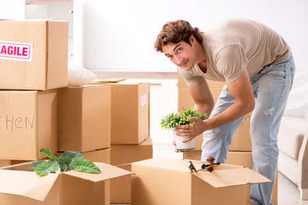 Young pair moving to new appartment