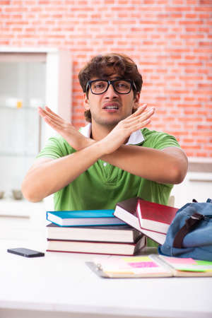 Young student preparing for exams at homeの写真素材