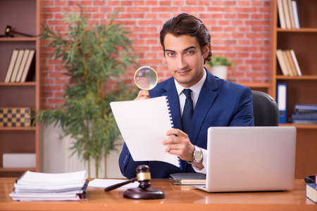 Young handsome lawyer working in his officeの写真素材