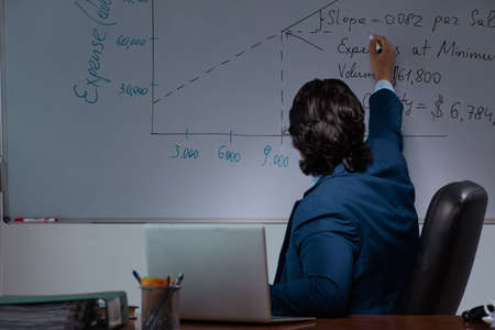 Financial specialist working late in the office