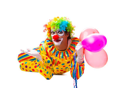 Male clown isolated on whiteの写真素材