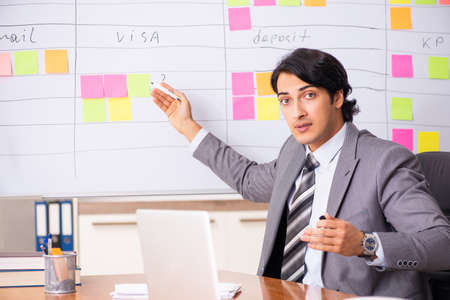 Young handsome employee working in the officeの写真素材