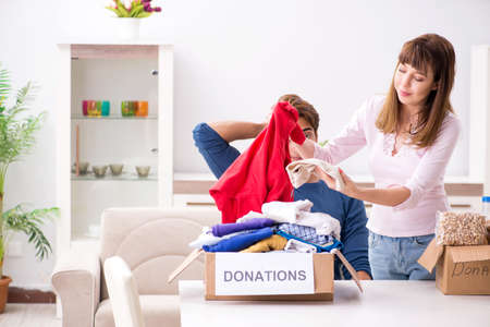 Concept of charity with donated clothing