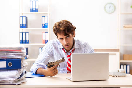 Bankrupt businessman thinking of suicideの写真素材