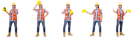 Industrial worker isolated on whiteの写真素材