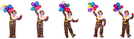 Funny male clown isolated on whiteの写真素材