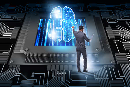 Cognitive computing concept as future technology with businessma