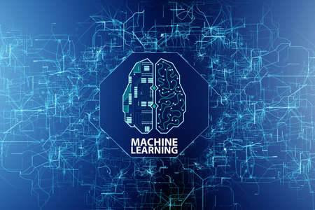 Machine learning concept - 3d renderingの写真素材
