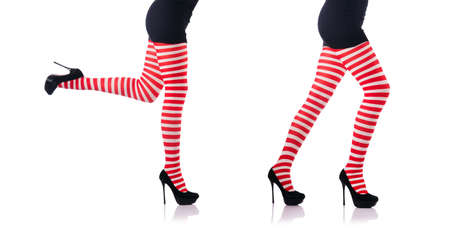 Woman with long legs and stockingsの写真素材