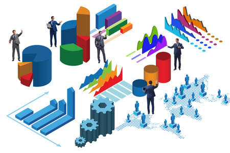Businessman in business analytics infographics conceptの写真素材