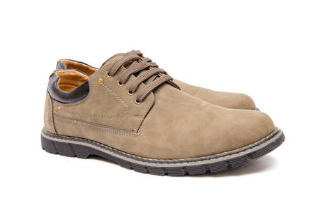 Brown suade shoes isolated on white backgroundの写真素材