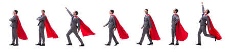 Super hero businessman isolated on whiteの写真素材