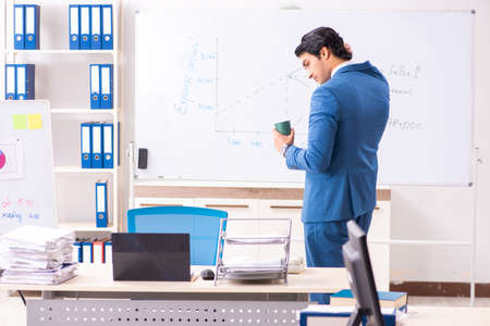 Male sales analyst in front of the whiteboardの写真素材