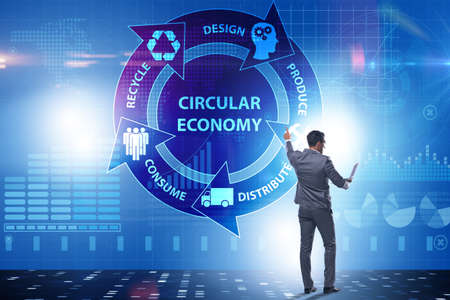 Concept of circular economy with businessmanの写真素材