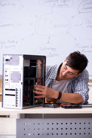 Young it specialist in front of the whiteboard
