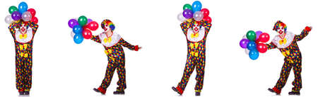 Funny male clown isolated on whiteの写真素材