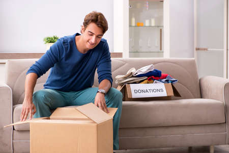 Concept of charity with donated clothing