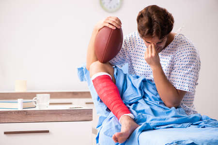 Injured man waiting treatment in the hospital
