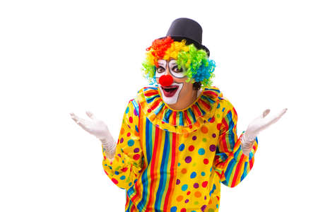 Male clown isolated on whiteの写真素材
