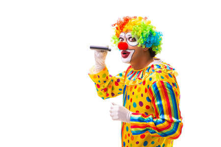Male clown isolated on whiteの写真素材