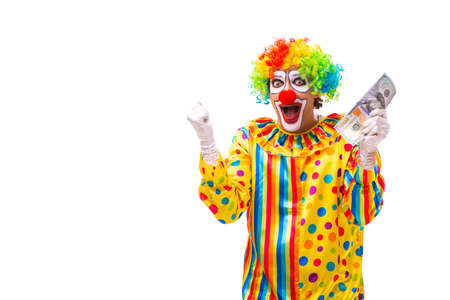 Male clown isolated on white