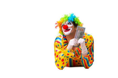 Male clown isolated on whiteの写真素材