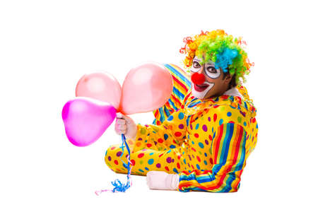Male clown isolated on whiteの写真素材