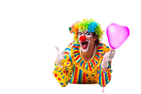 Male clown isolated on whiteの写真素材