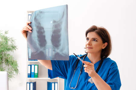Female doctor radiologist working at the clinic