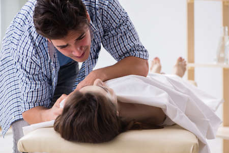 Man mourning his dead wifeの写真素材