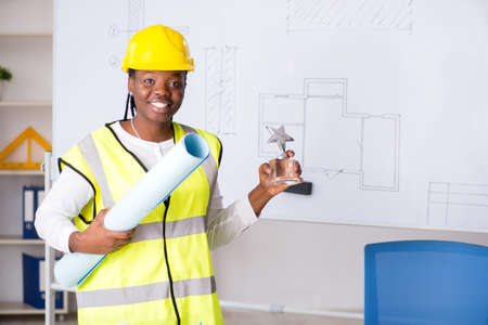 Young black architect working on projectの写真素材