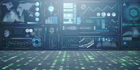 Abstract data room with futuristic design - 3d rendering