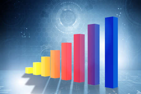 Bar chart showing growth - 3d renderingの写真素材