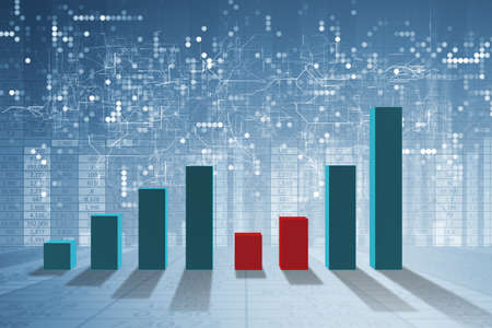 Bar chart showing growth - 3d rendering