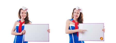 Young woman sailor in marine conceptの写真素材