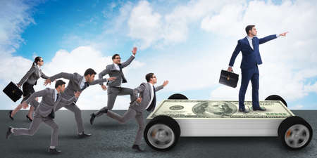 Businessman in the business concept with dollar carの写真素材