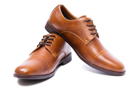 Brown shoes isolated on white backgroundの写真素材