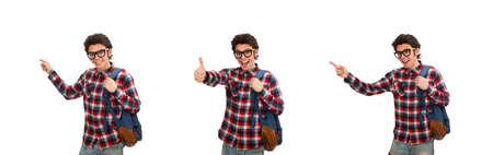 Young male student isolated on whiteの写真素材