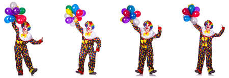 Funny male clown isolated on white backgroundの写真素材