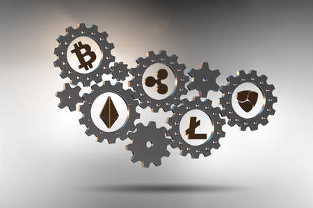 Concept of cryptocurrencies  - 3d renderingの写真素材