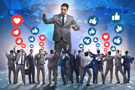 Concept of social networks with businessmenの写真素材