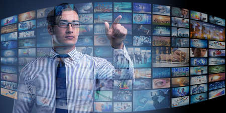 Concept of streaming video with businessmanの写真素材