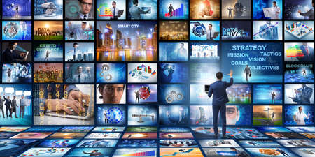 Concept of streaming video with businessmanの写真素材