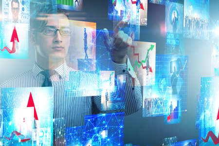 Concept of streaming video with businessmanの写真素材