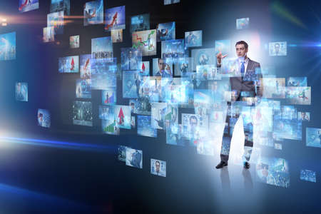 Concept of streaming video with businessmanの写真素材