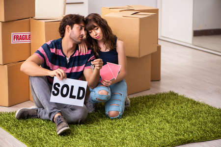 Young family selling their houseの写真素材