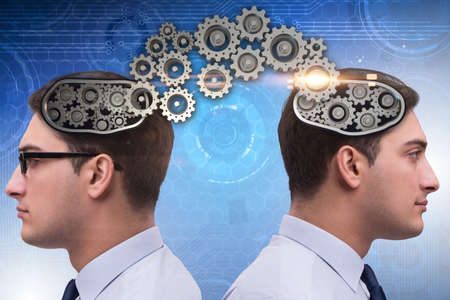 Cognitive computing concept as future technology with businessma